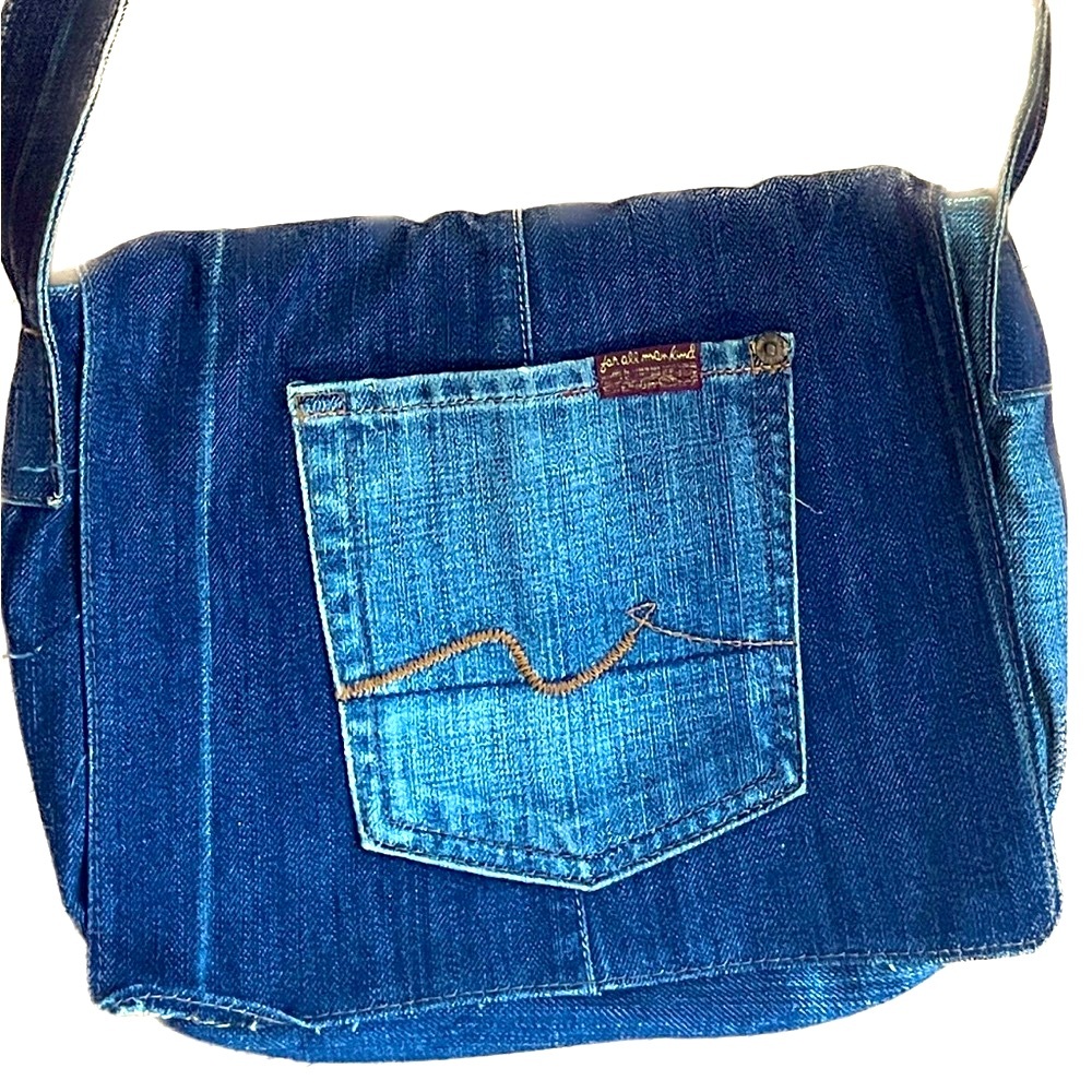 Y2K Lola Lemonpout x 7 For All Mankind Jeans Denim Bag Upcycled Crossbody Kitson